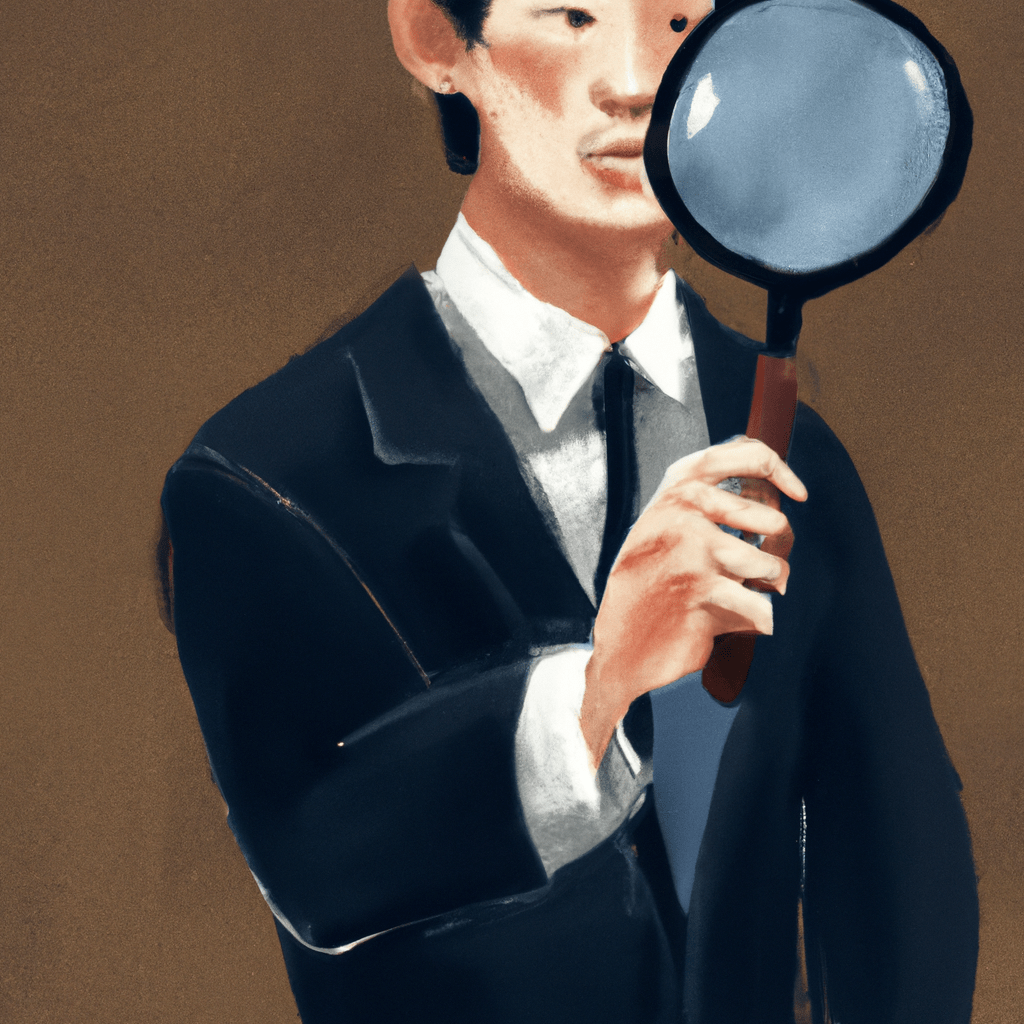 A businessman holding a magnifying glass.