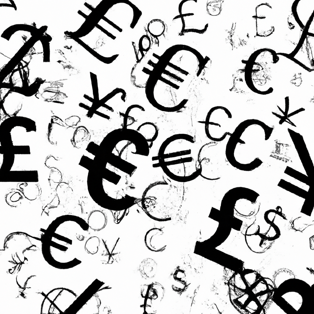 A chaotic web of currency symbols.