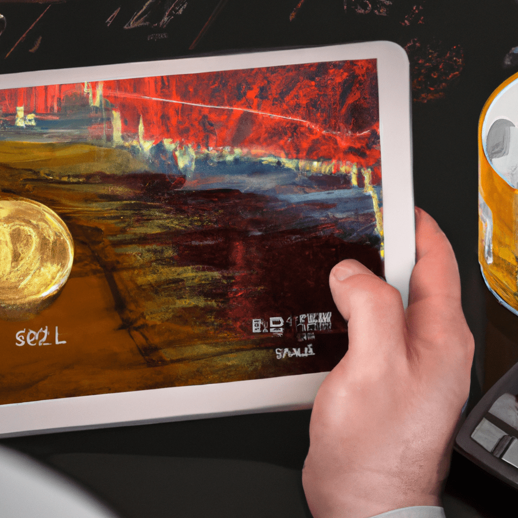 A close-up of a trader monitoring real-time oil futures indices on a computer screen while holding a gold bar and a silver coin.