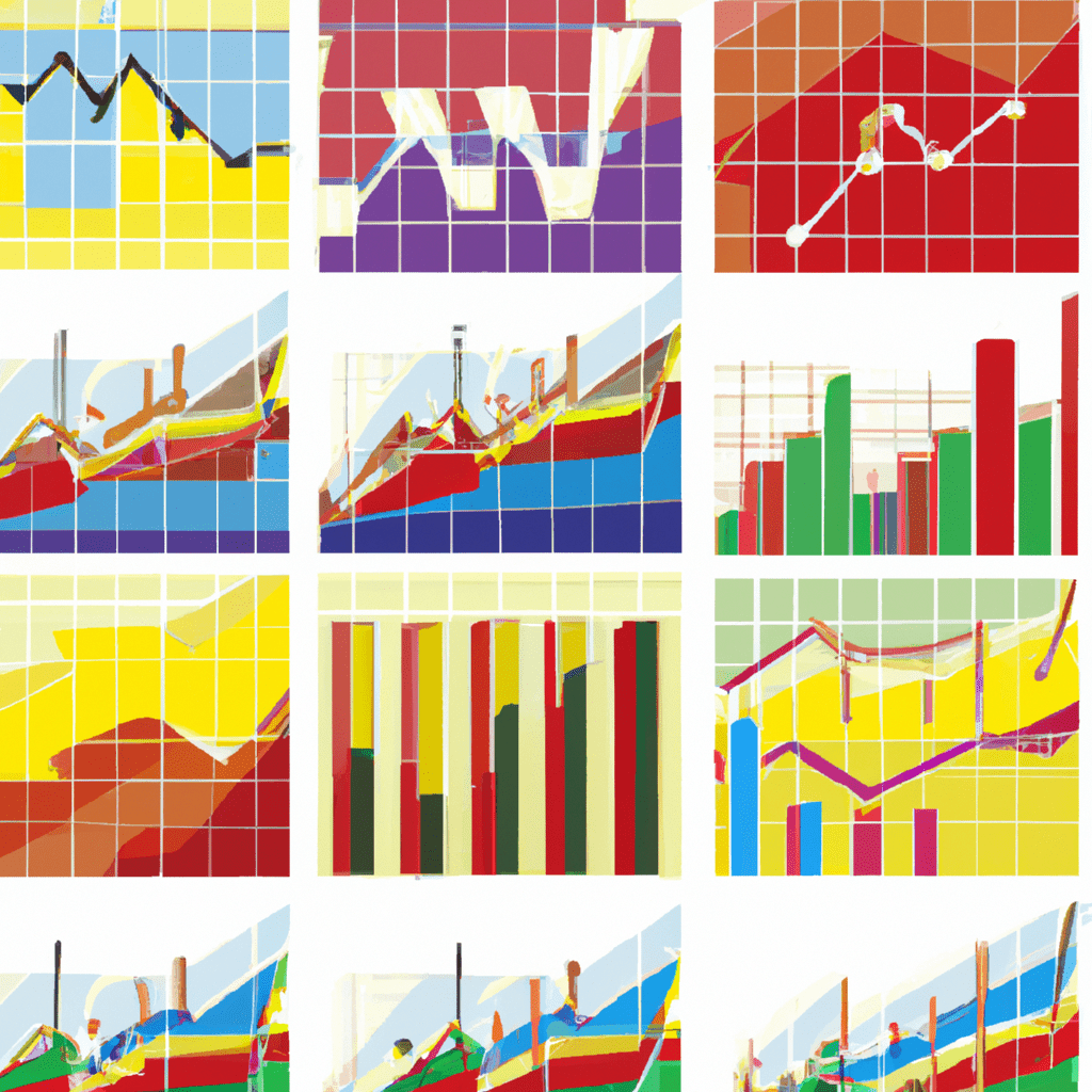 A collage of different colored charts.