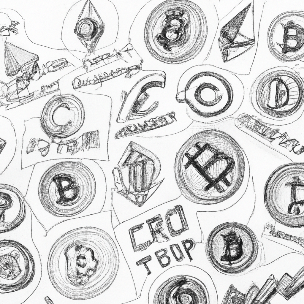 A collage of various cryptocurrencies' logos.