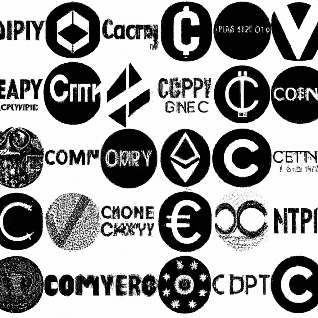 A collage of various cryptocurrency logos.
