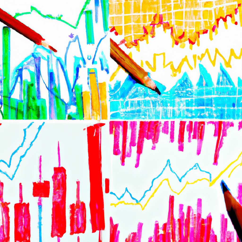 A colorful collage of financial charts.