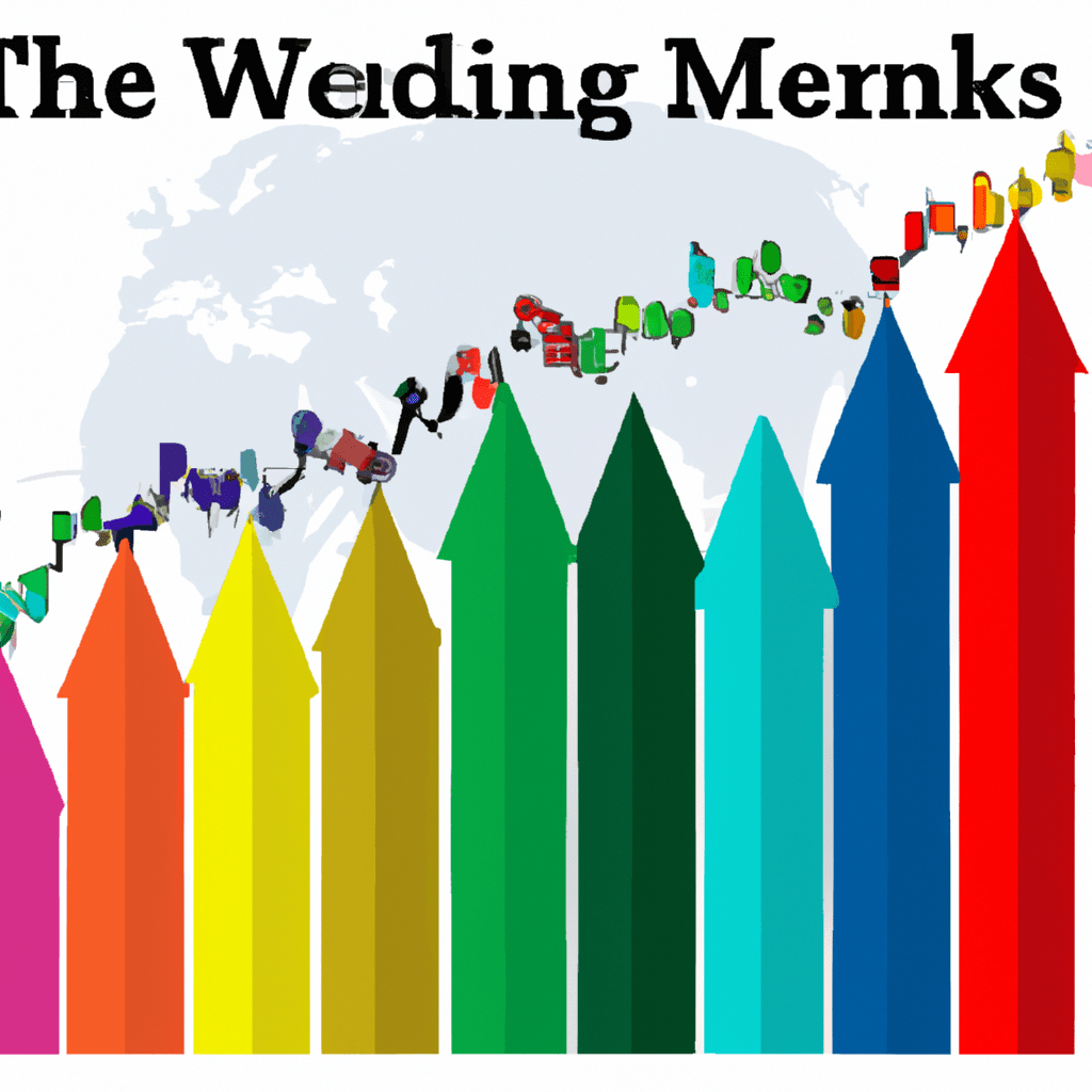 A colorful graph depicting various World Stock Indexes with arrows representing market trends.