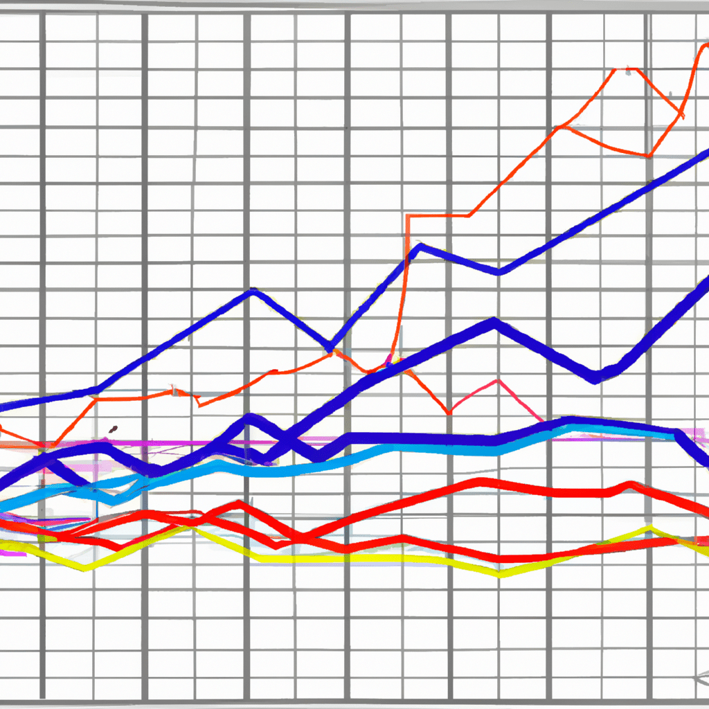 A colorful graph showing the performance of various sector indices.