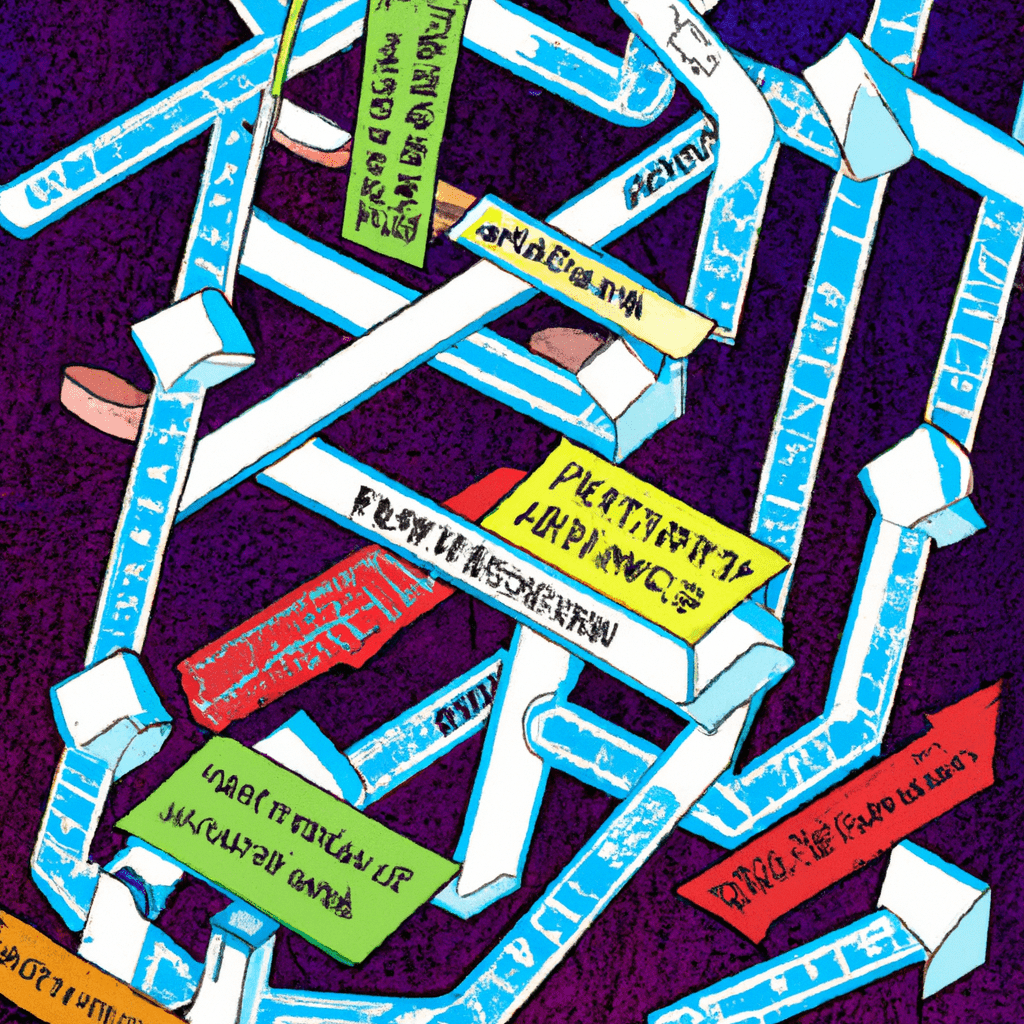 A colorful illustration of a maze-like financial market with signs pointing to futures contracts and options trading.