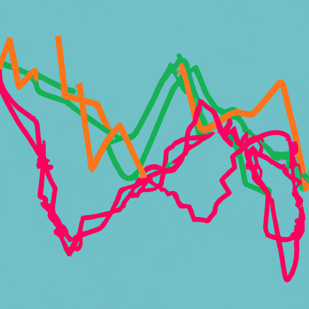 A colorful illustration of intertwined stock charts.