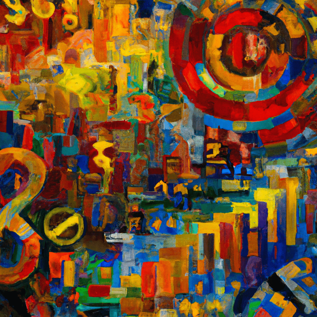 A colorful mosaic of stock ticker symbols representing various sectors and countries, symbolizing the complex and interconnected nature of financial market indexes.
