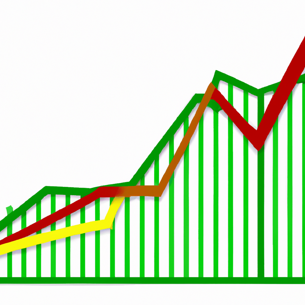 A colorful stock market graph rising.