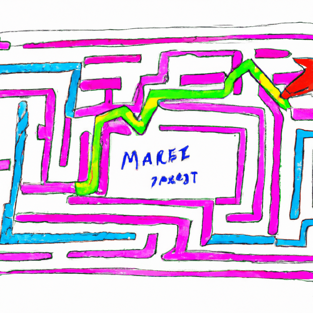 A colorful stock market maze illustration.