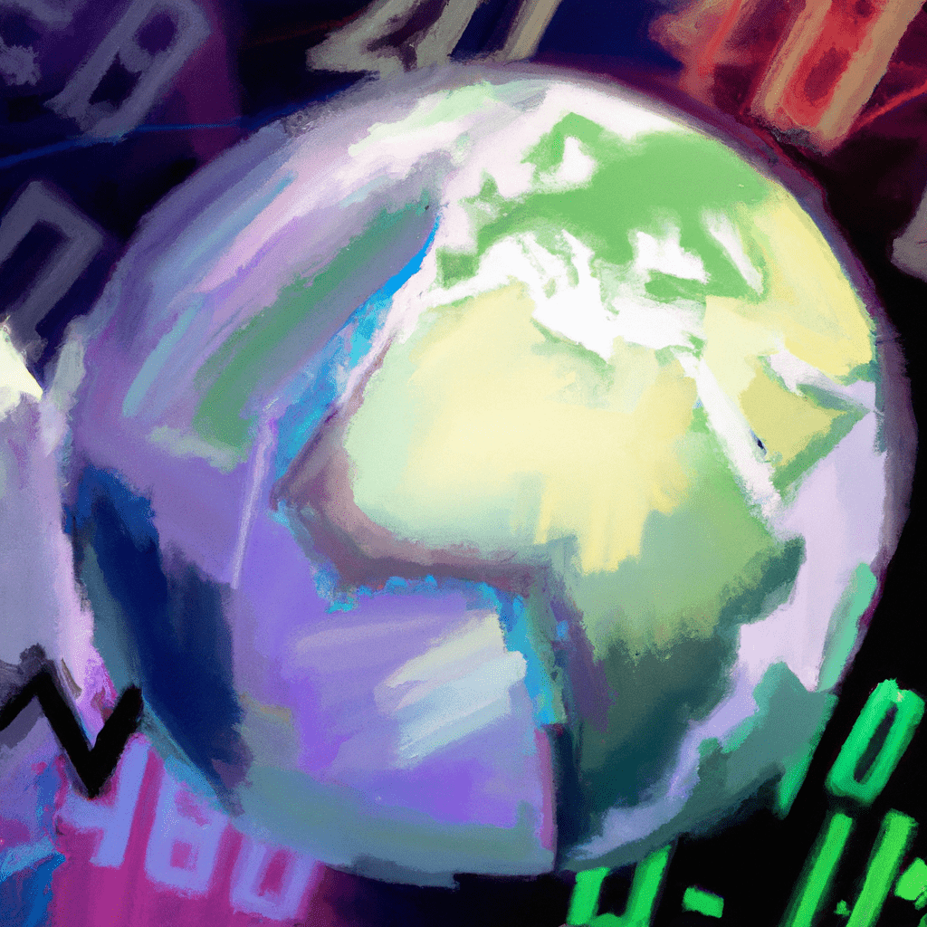 A globe with various stock indexes.