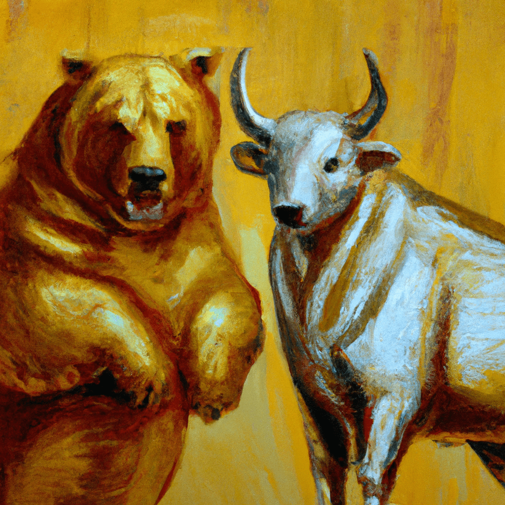 A golden bull and a silver bear standing side by side, symbolizing the potential of trading gold and silver futures.