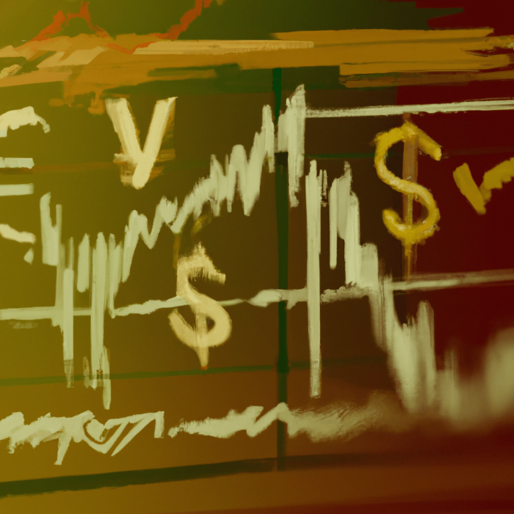 A graph showing currency values fluctuating.