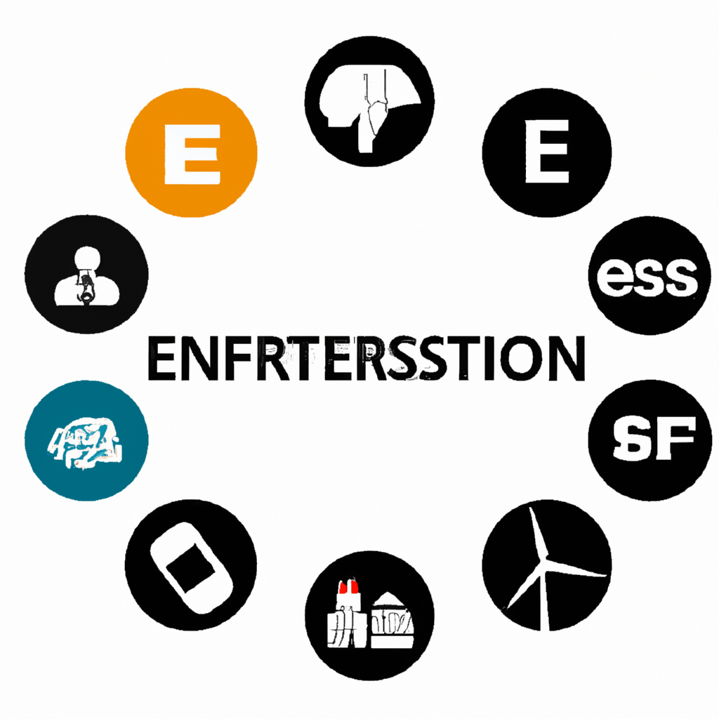 A graphic displaying six different sectors, including technology, healthcare, consumer goods, financial services, energy, and industrial goods, represented by icons or logos of relevant companies within each sector.