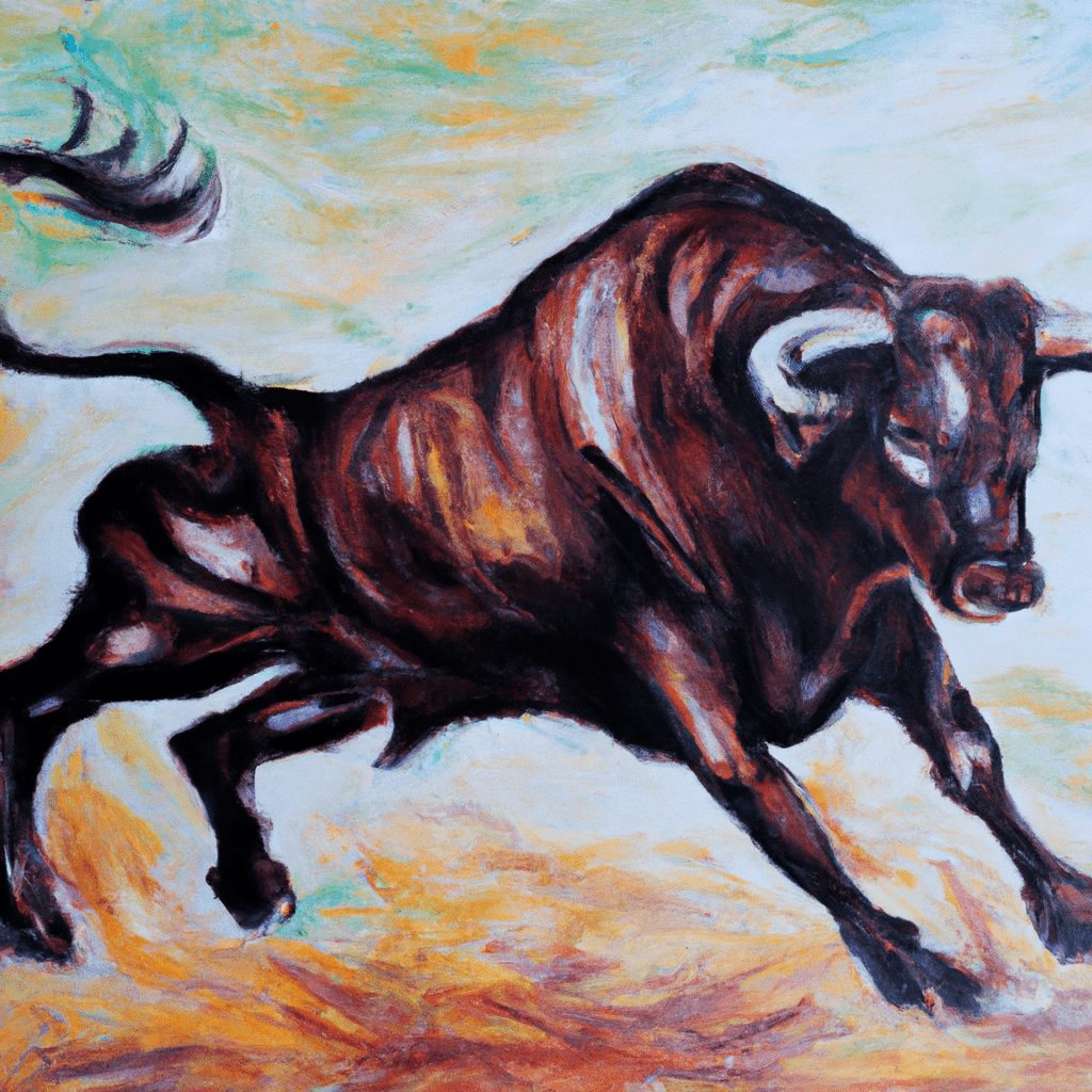 A graphic showing a bull charging forward.