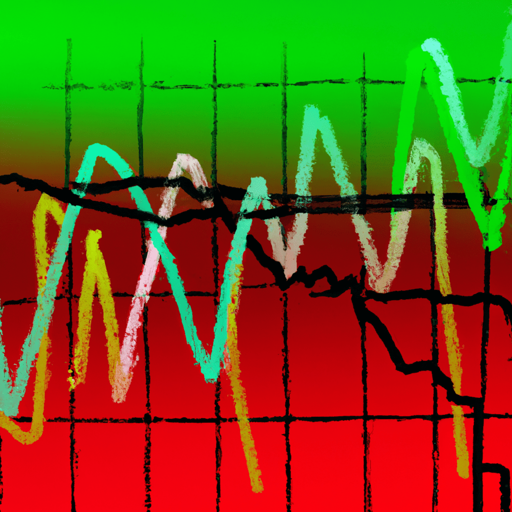 A line graph displaying the fluctuating values of different financial market indexes representing various sectors.