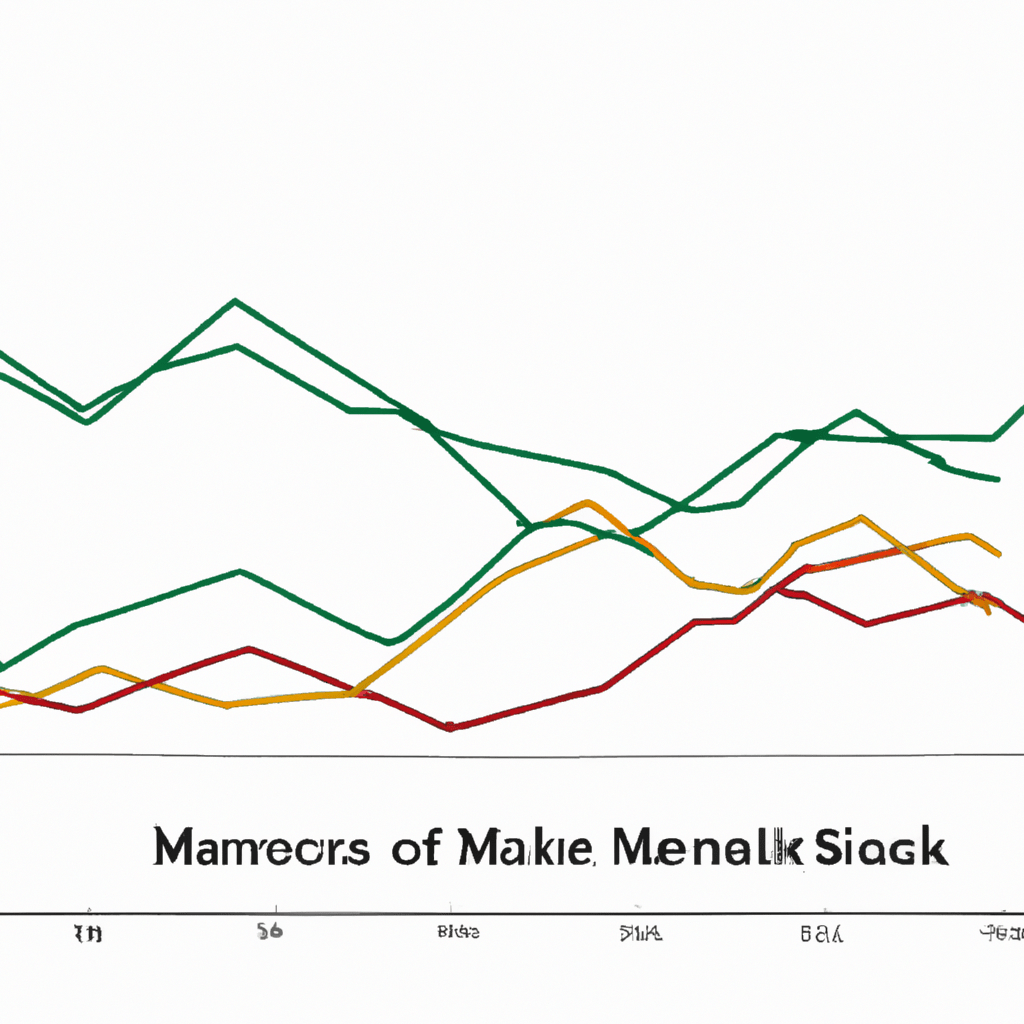 A line graph showing the fluctuating performance of major financial market indexes.