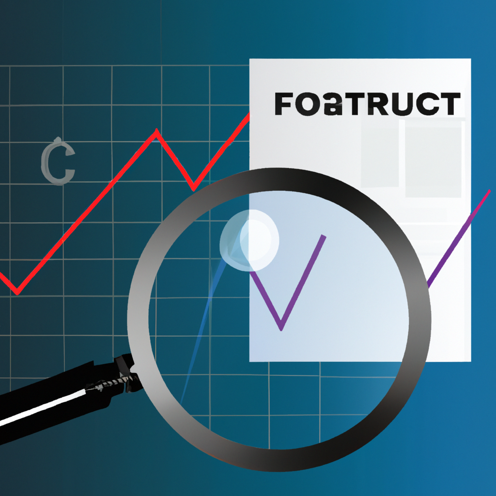 A magnifying glass focusing on a futures contract symbol with a stock chart in the background.
