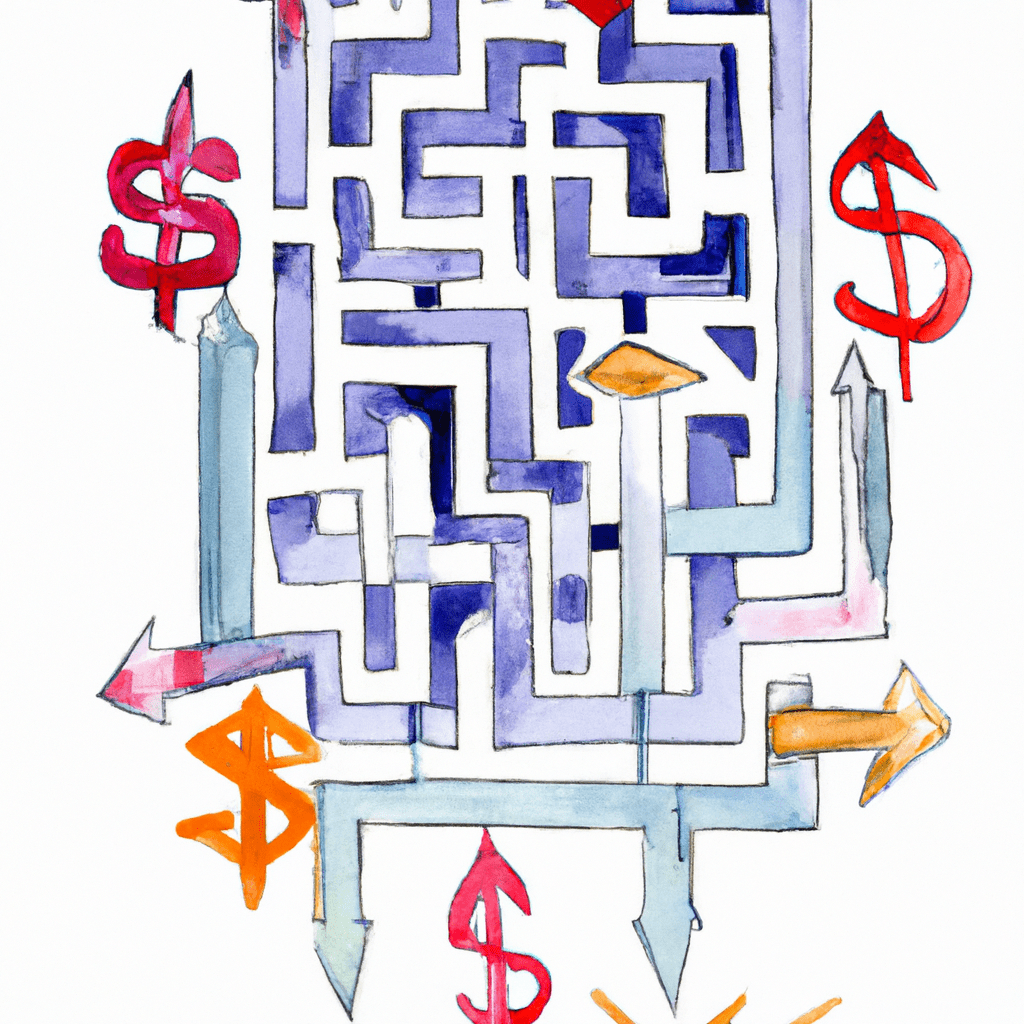 A maze-like road sign with arrows pointing to different financial derivatives and strategies.