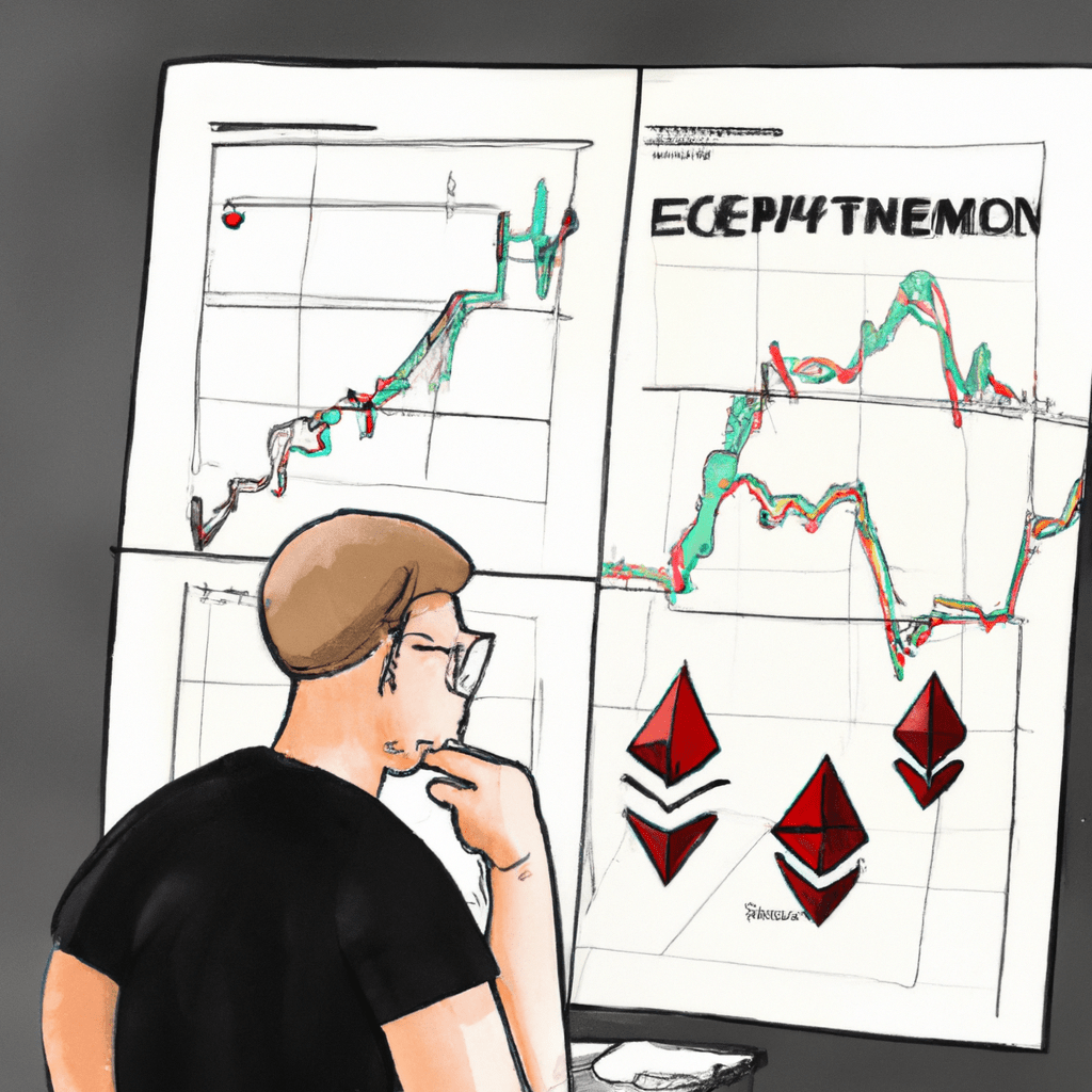 A person analyzing cryptocurrency charts with determination.