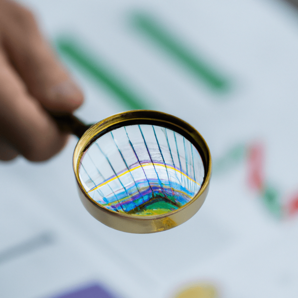 A person analyzing currency charts and graphs with a magnifying glass.