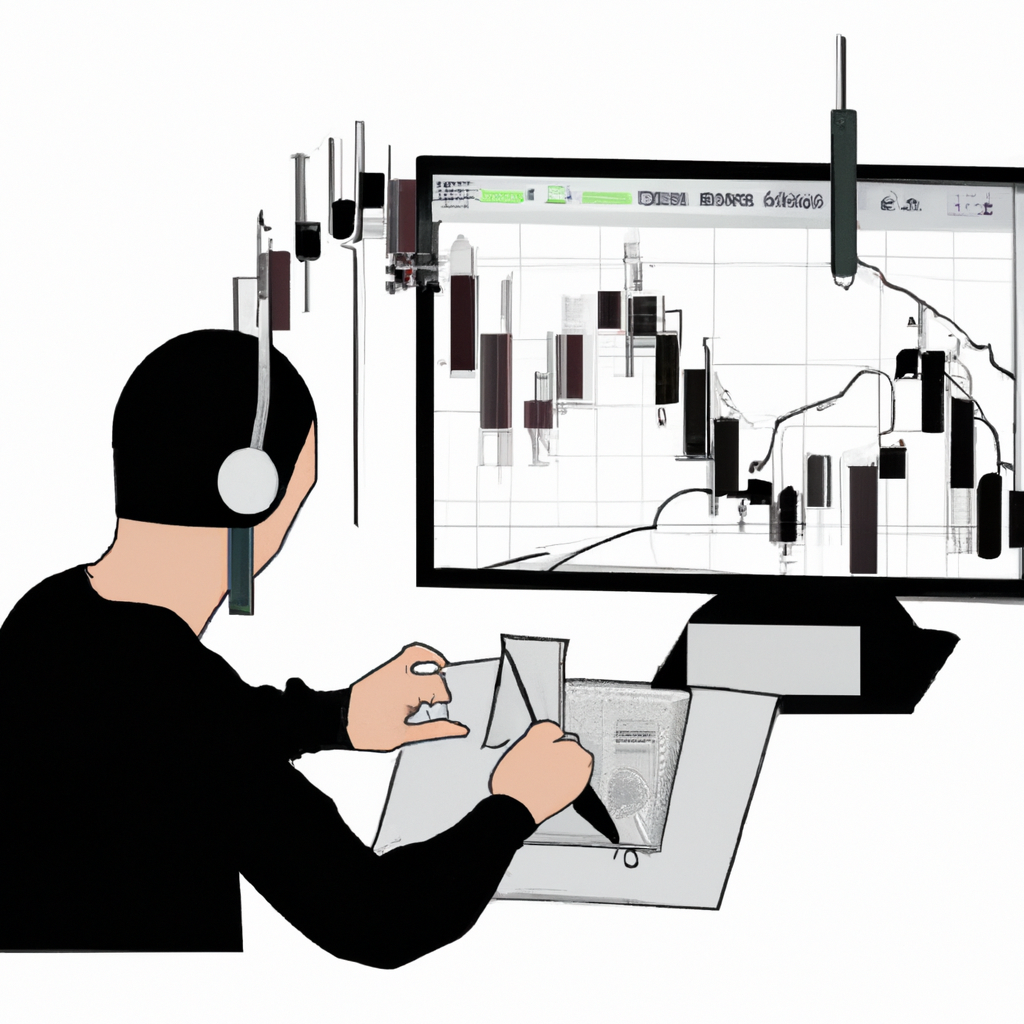 A person analyzing forex charts and candlestick patterns with various tools.