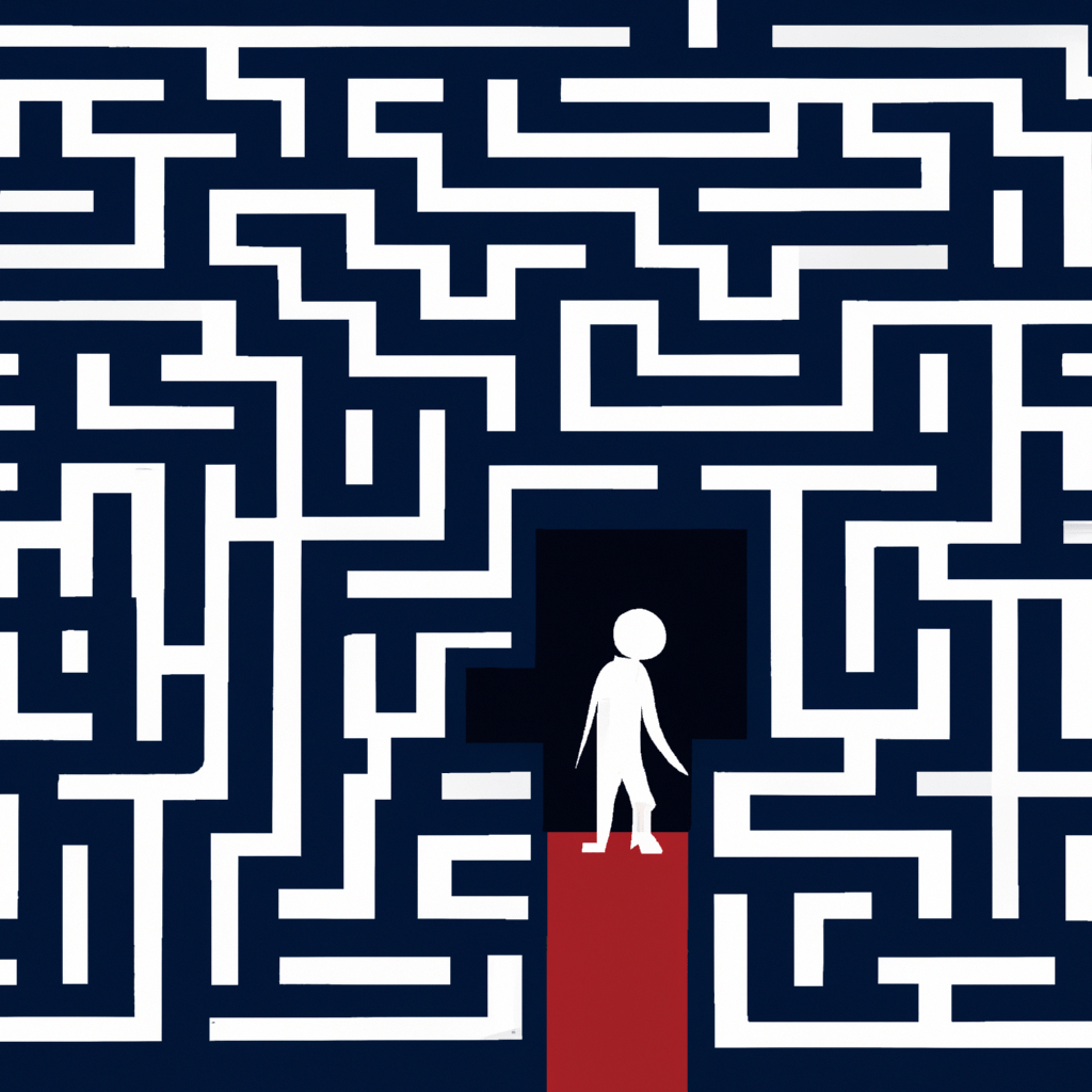 A person confidently navigating a complex maze.
