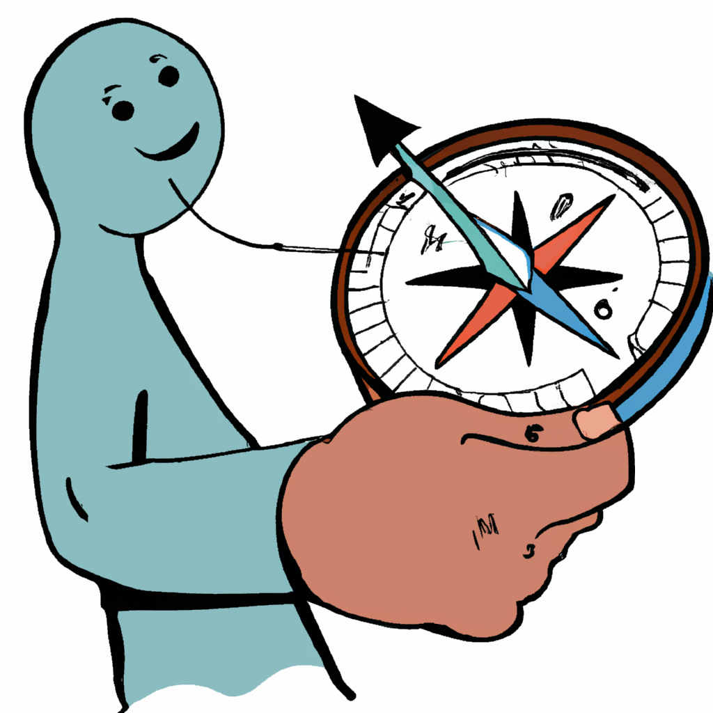 A person holding a compass, symbolizing guidance and direction in the stock market.