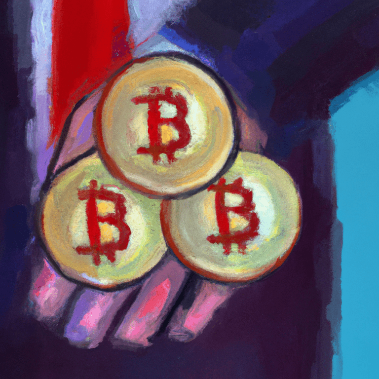 a person holding a stack of bitcoins oil 1024x1024 85243478