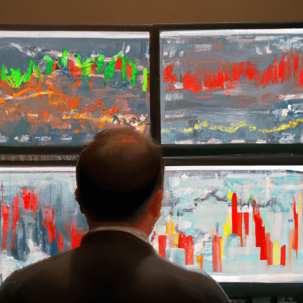 A person surrounded by multiple screens displaying forex charts and trading signals.