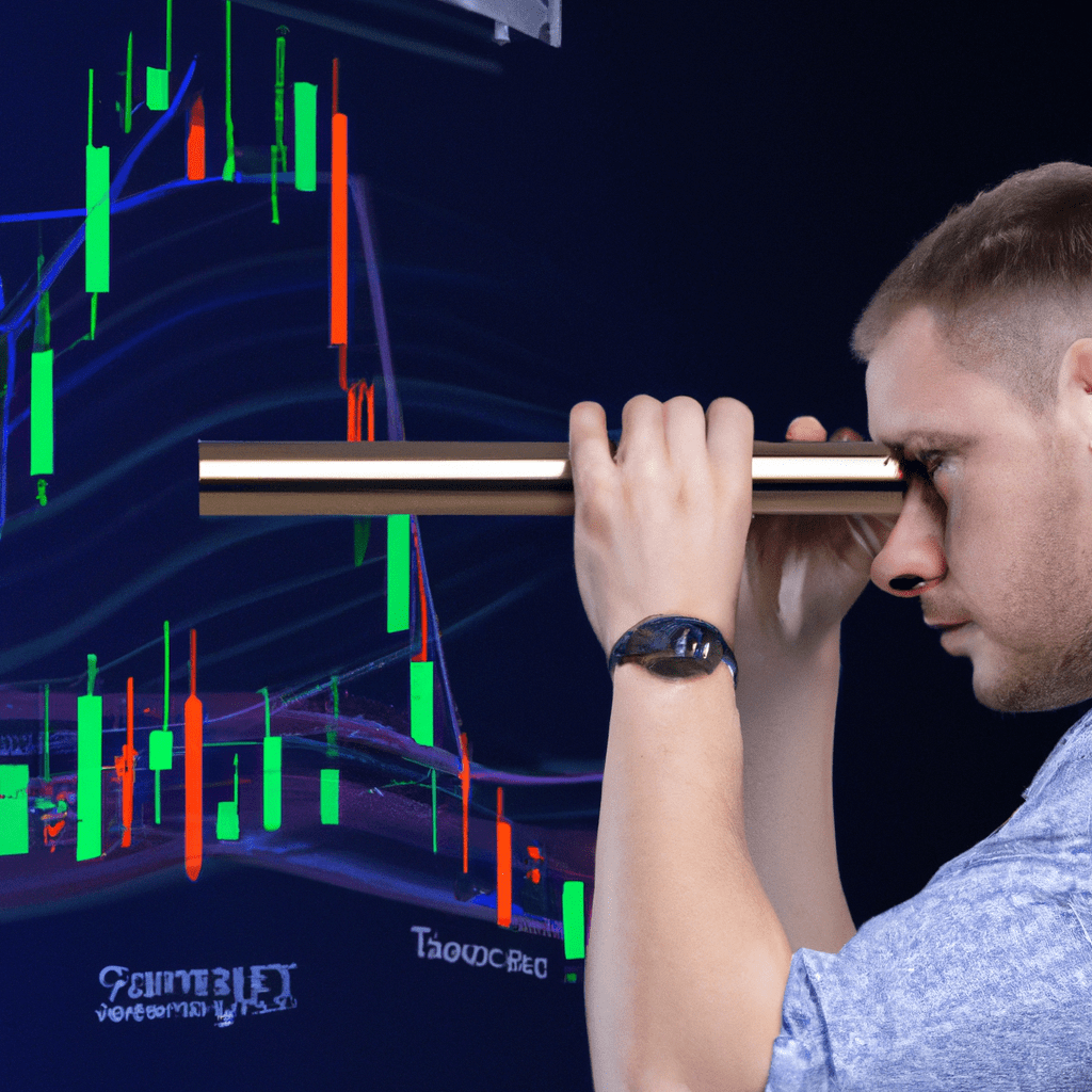 A person using a telescope to spot emerging trends in the forex market.