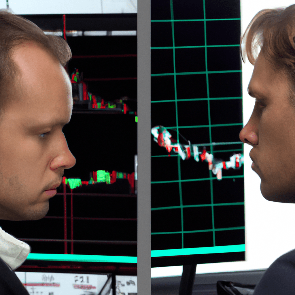 A split image showing a trader quickly executing a spot forex trade on one side, and a trader planning a forward forex trade on the other side.
