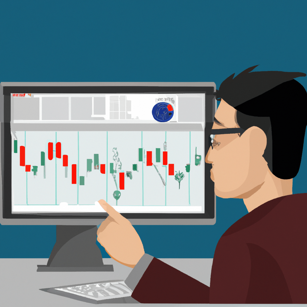 A trader analyzing futures indices on a computer screen with charts and graphs displayed.