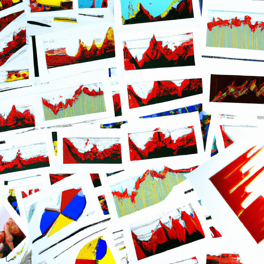 A vibrant collage of financial charts.