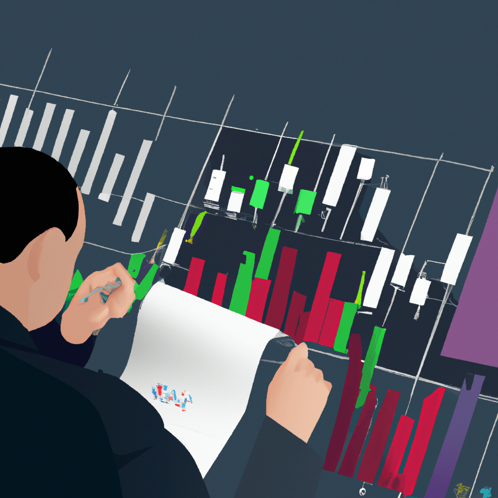 An image of a person surrounded by charts and graphs, studying the market trends and making calculated trading decisions.