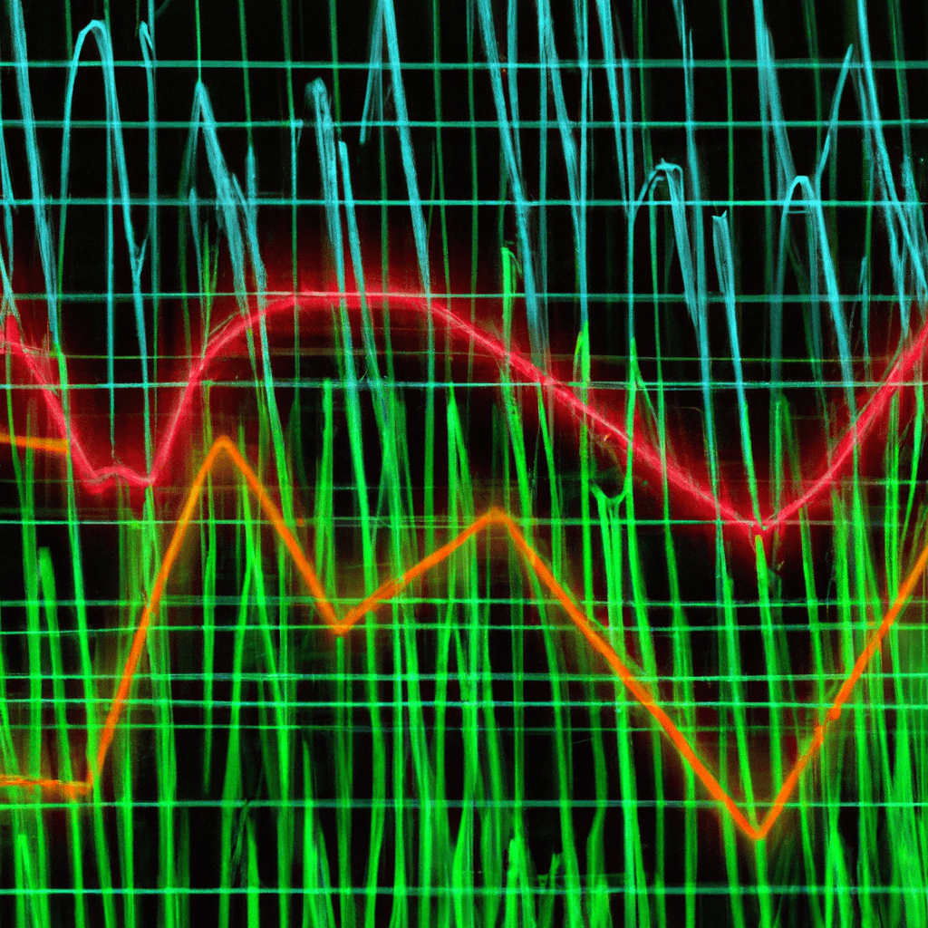 An image of a stock market graph with six colored lines representing the financial, technology, healthcare, consumer goods, energy, and industrial sectors.