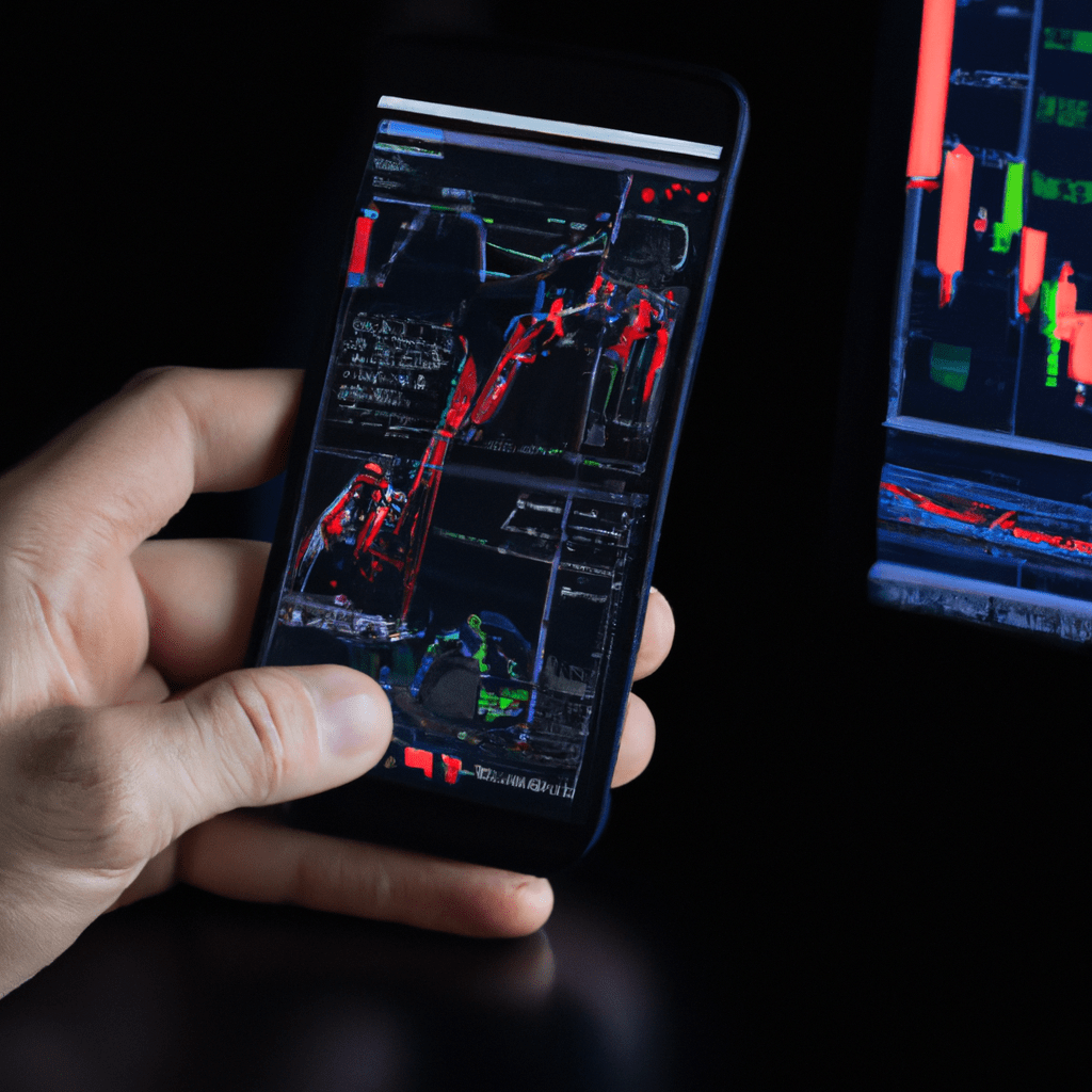 An image of a trader examining charts and indicators on a computer screen while receiving real-time alerts on a mobile device.