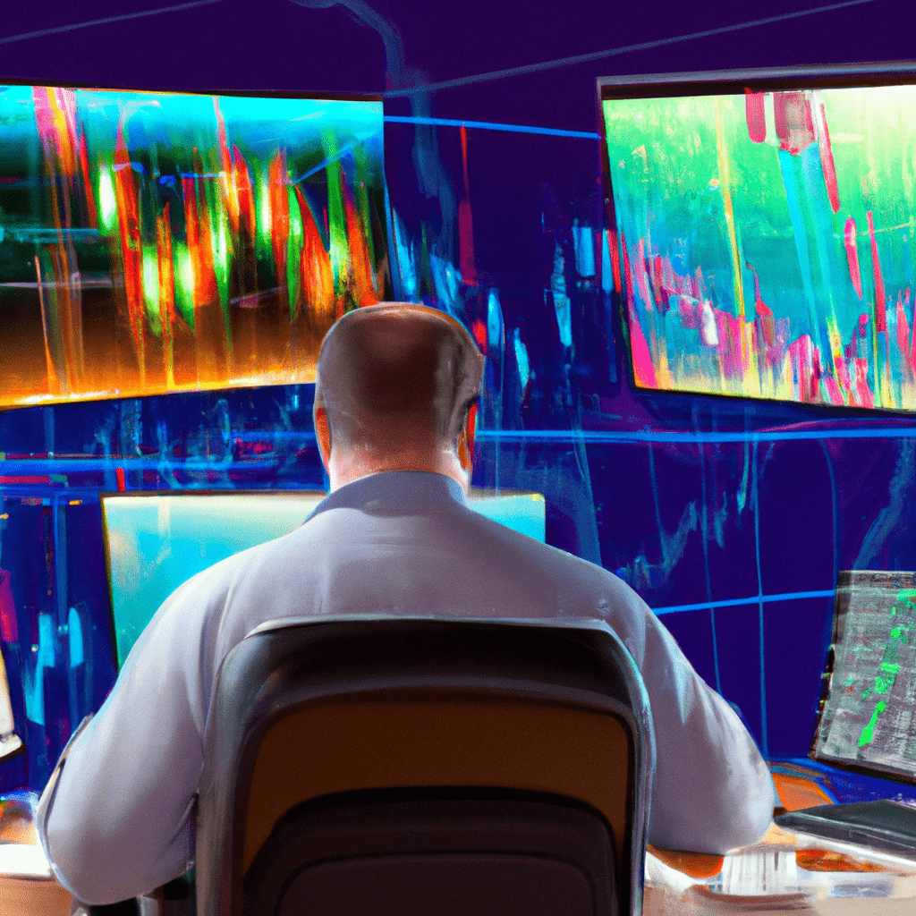 An image of a trader sitting at a desk with multiple screens displaying real-time forex charts and signal tools, indicating a profitable trading opportunity.