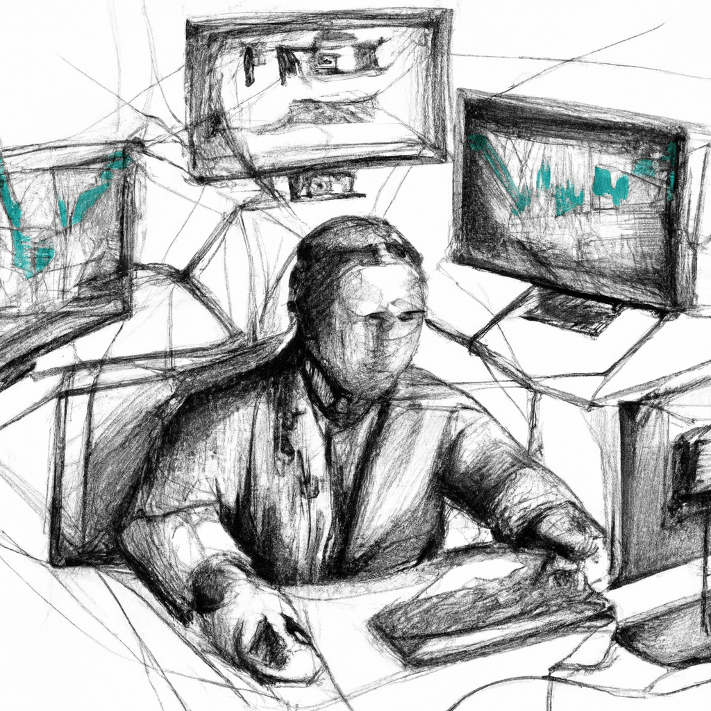 An image of a trader surrounded by multiple computer screens displaying forex charts and signals, symbolizing the fast-paced and data-driven nature of forex trading.